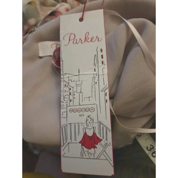 Parker Asymmetrical Ruffled Floral Print Dress Pink Size Large NWT $378 - Picture 12 of 12